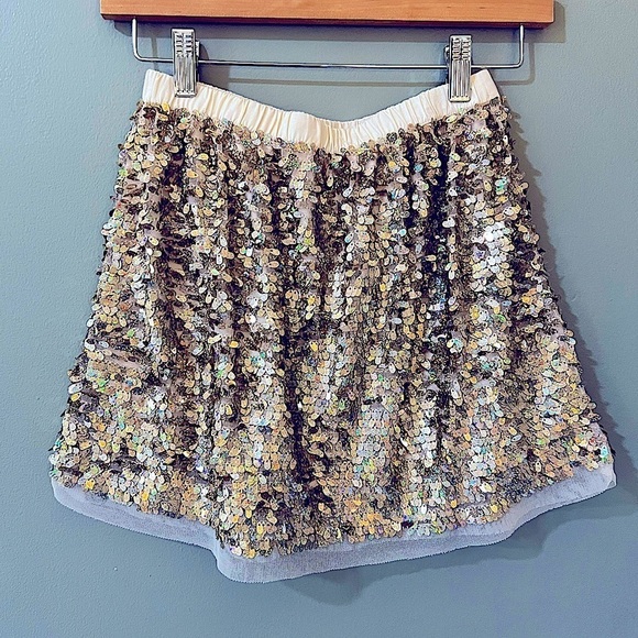 NEW with tags Crewcuts Girls Sequin Tulle Pull On Skirt Size 18 Gold Party - Picture 1 of 8